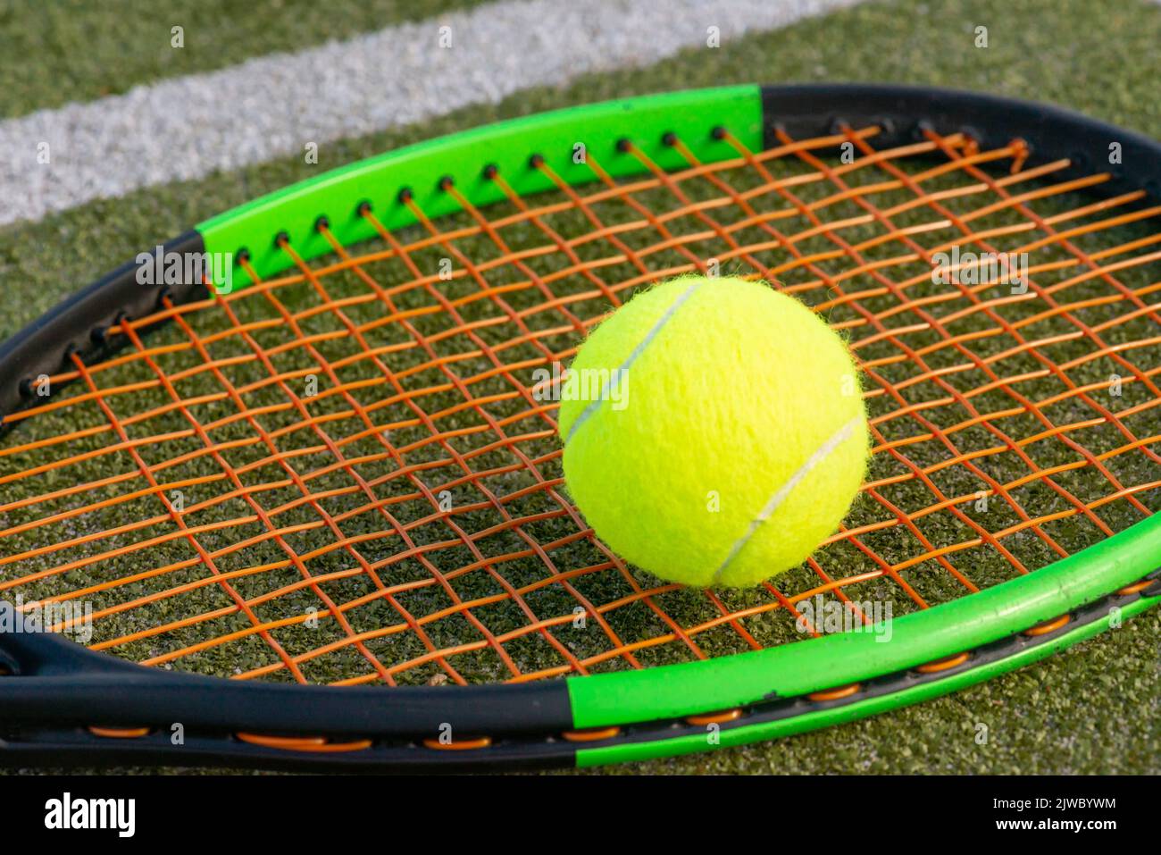 tennis ball on the court Stock Photo Alamy