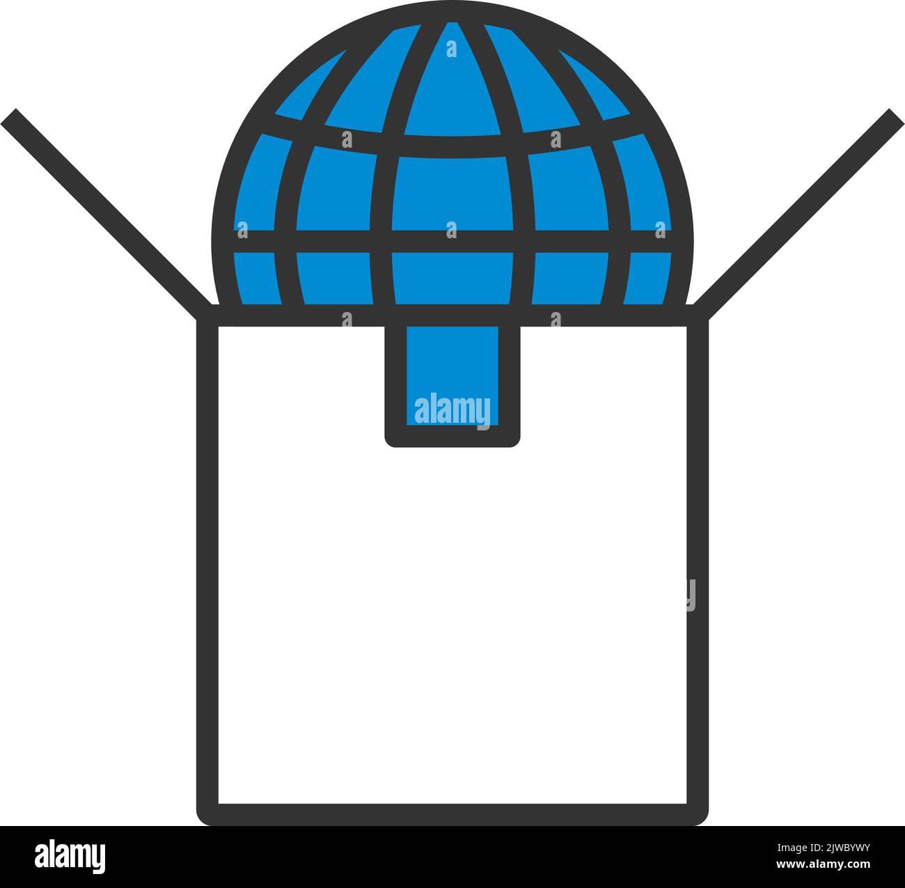 Planet In Box. Editable Bold Outline With Color Fill Design. Vector Illustration. Stock Vector