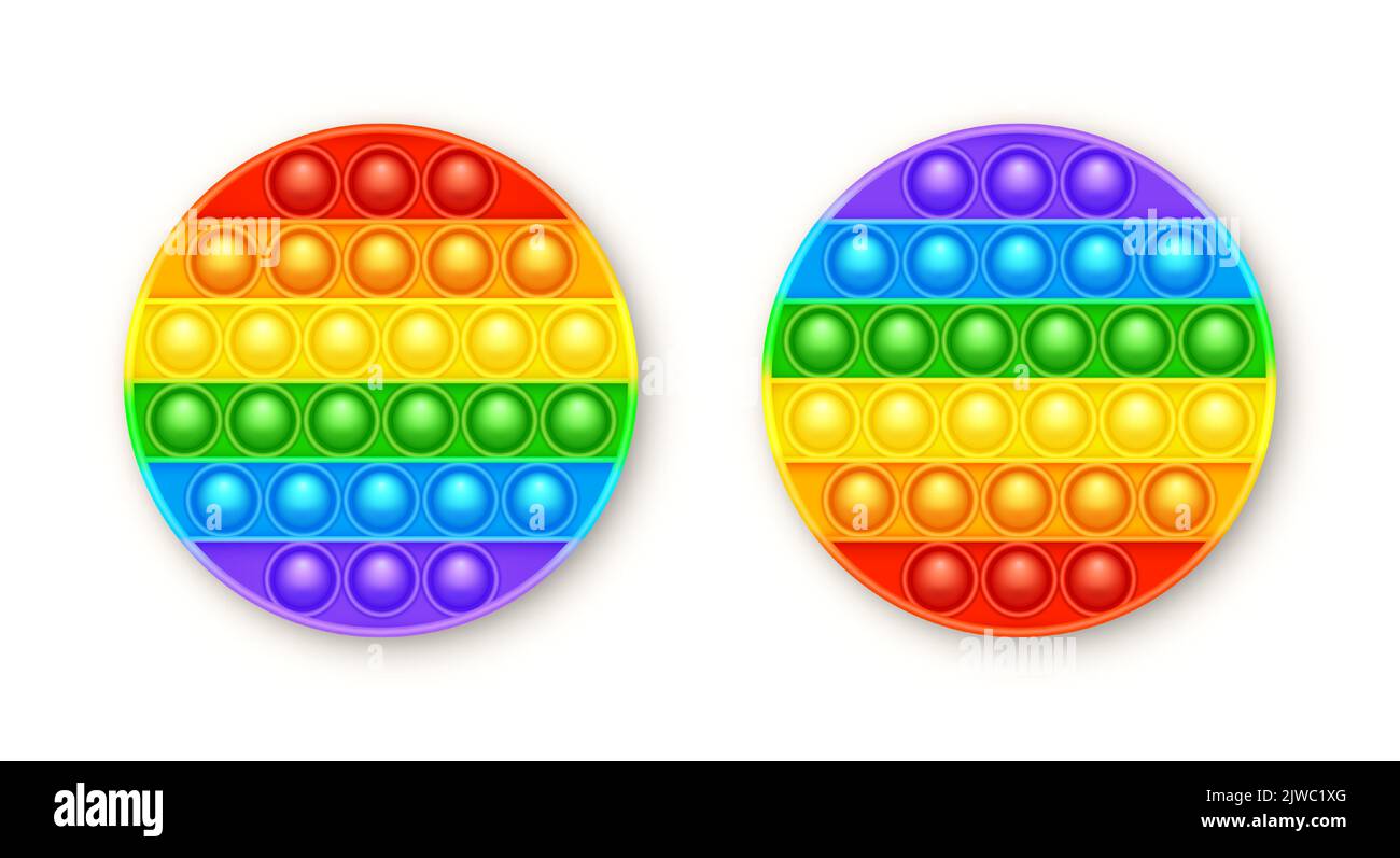 Colorful silicone anti-stress pop it toy isolated on white background ...