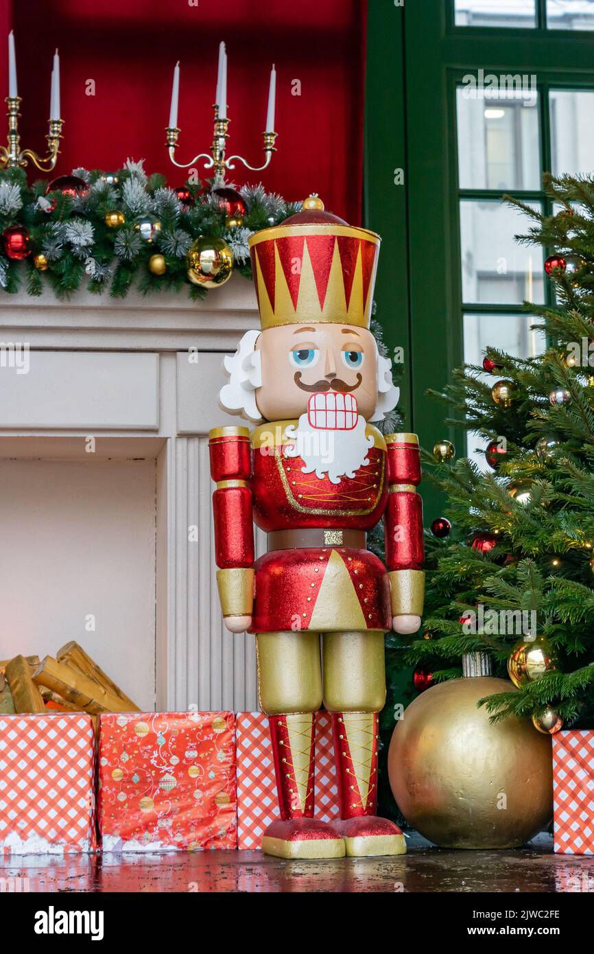 Christmas nutcracker toy soldier traditional figurine on a stage