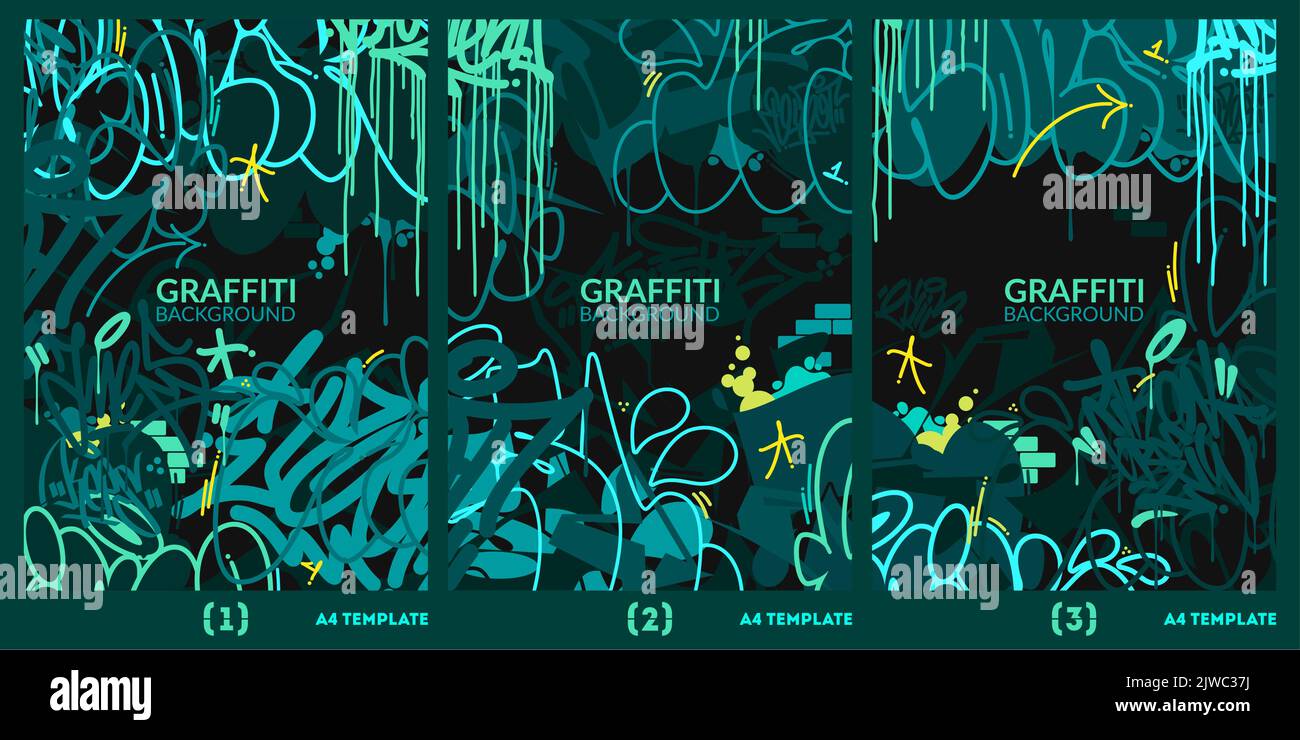 Dark Abstract Urban Graffiti Style A4 Poster Vector Illustration ...