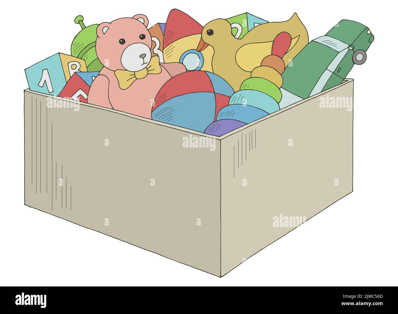 Toy in box graphic color isolated sketch illustration vector Stock Vector