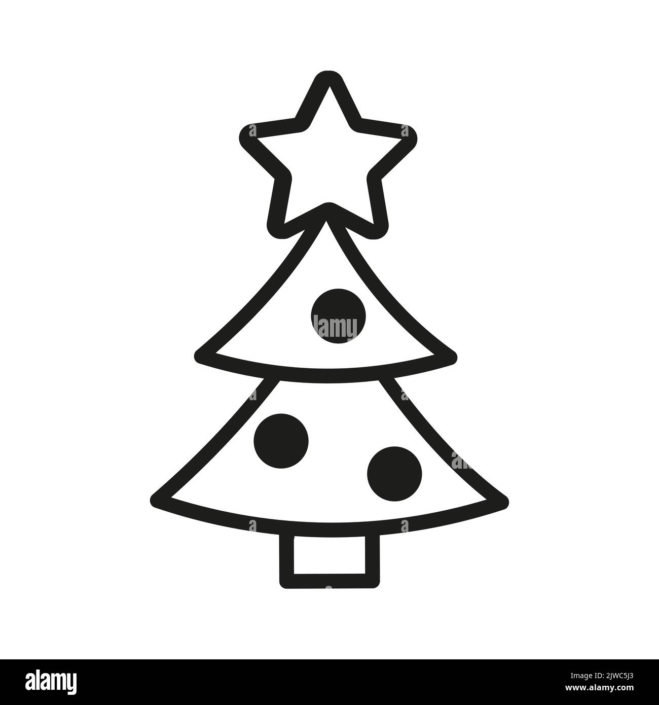 Vector winter logo design. Black and white Christmas tree icon Stock ...