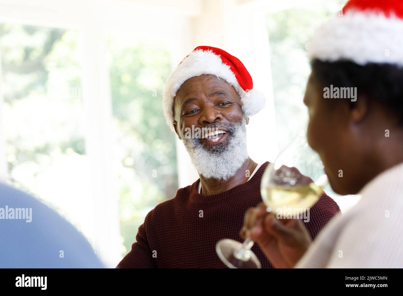 Multi generation african american family drinking wine Stock Photo