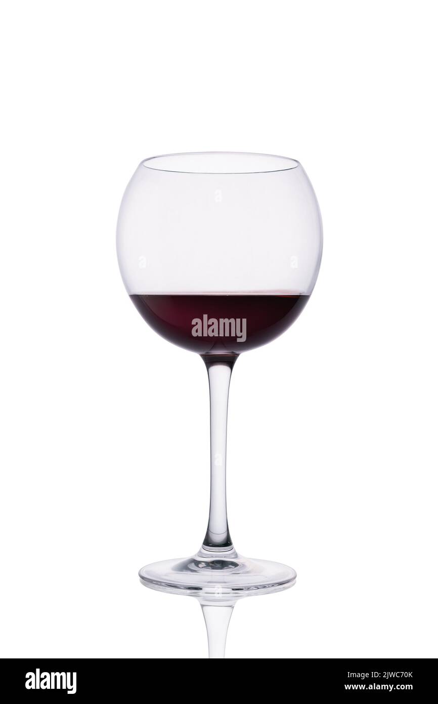 Single glass of red wine isolated on white background Stock Photo - Alamy