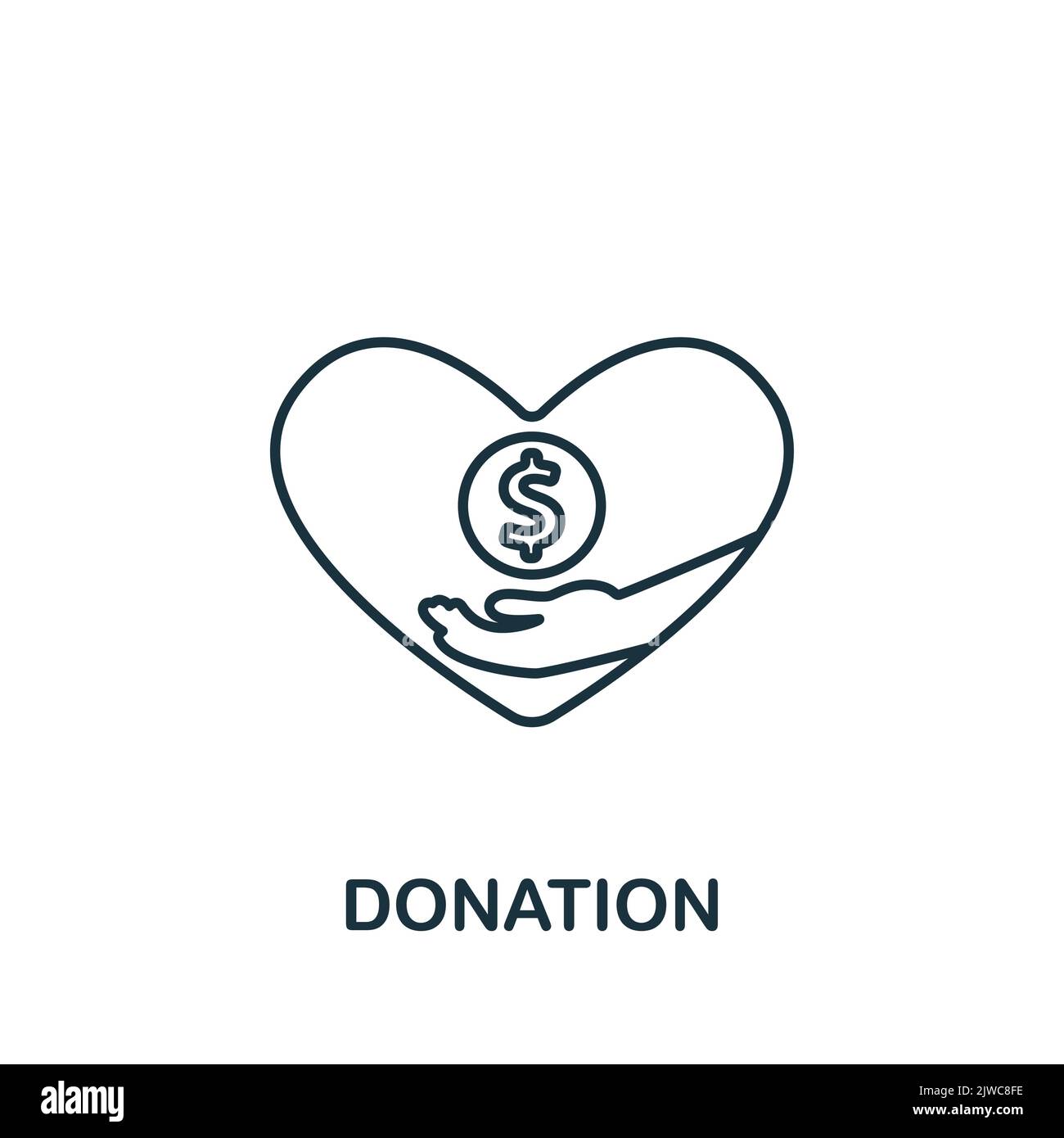 Donation icon. Line simple Crowdfunding icon for templates, web design and infographics Stock Vector