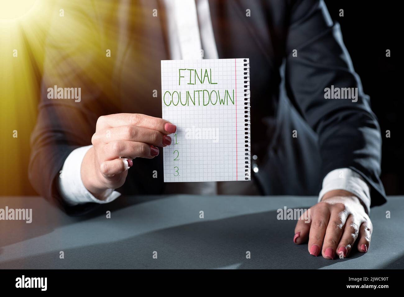 Writing displaying text Final CountdownLast moment of any work having ...