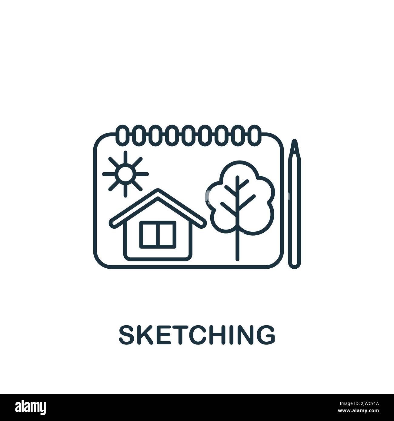 Sketching icon. Line simple Web Development icon for templates, web ...