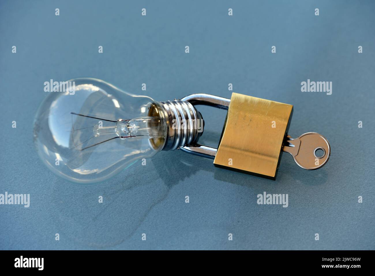 padlock with lightbulb Stock Photo