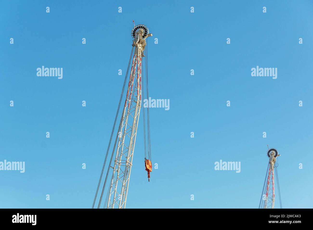 Steel wire rope on production platform, energy and petroleum industry Stock Photo
