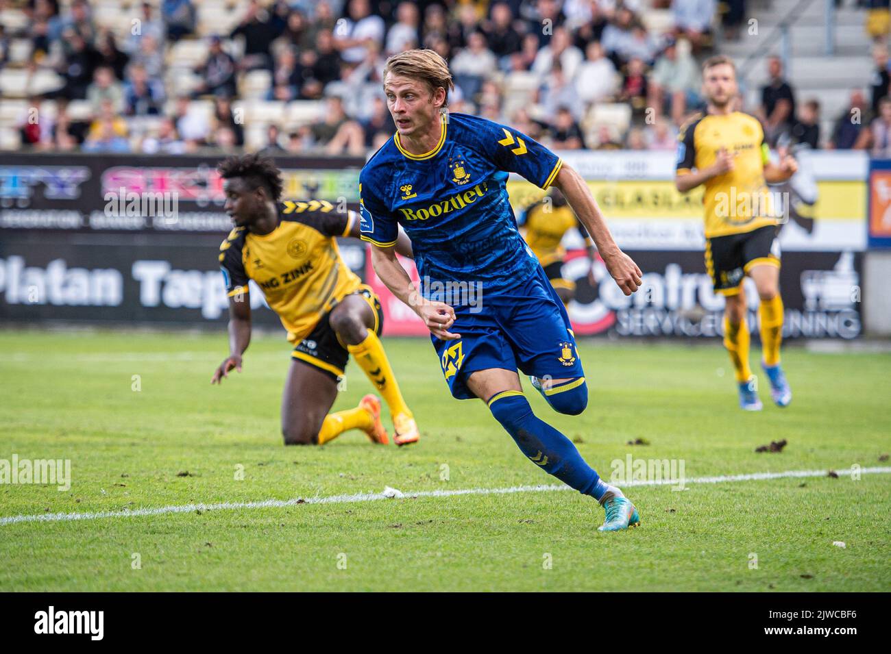 Horsens, Denmark. 04th Sep, 2022. Simon Hedlund (27) of Broendby IF