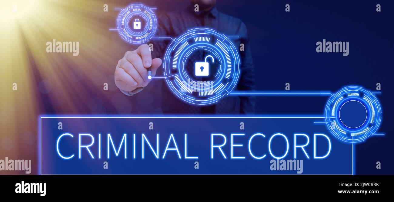 Sign displaying Criminal Recordprofile of a person criminal history