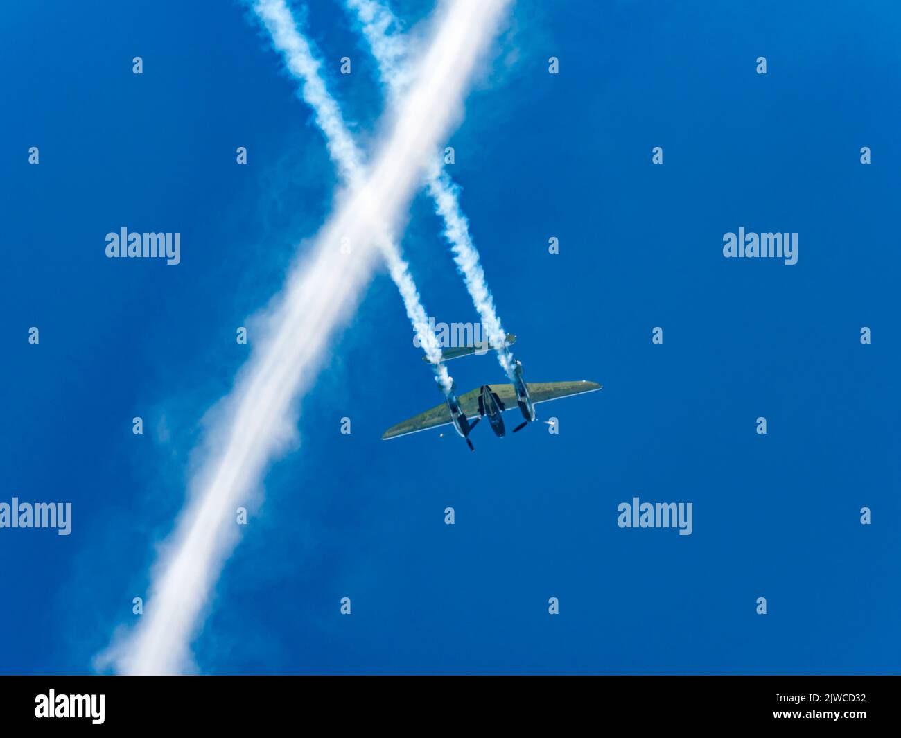 Red Bull team P38 Lightning N25Y flying at AirPower 2022 Zeltweg
