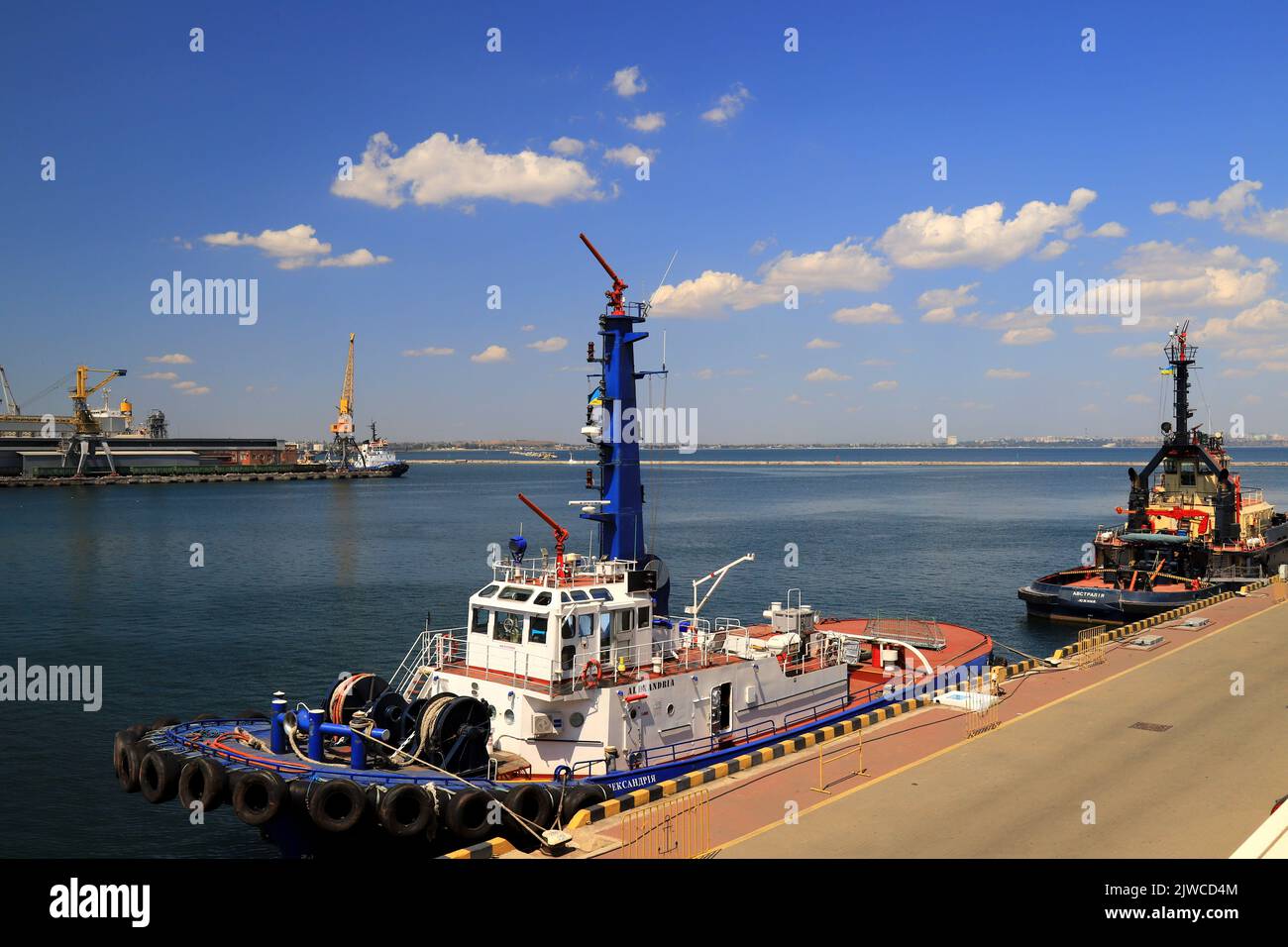 Seaport Odessa, Ukraine, 2022-07-30. Export of grain from Ukraine, Odesa. Grain agreement, delivery of goods, food, agricultural products Stock Photo