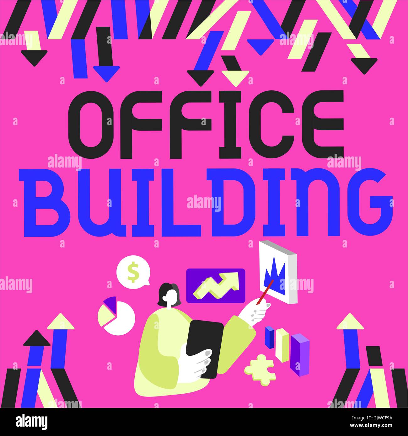 Sign displaying Office buildings are used for