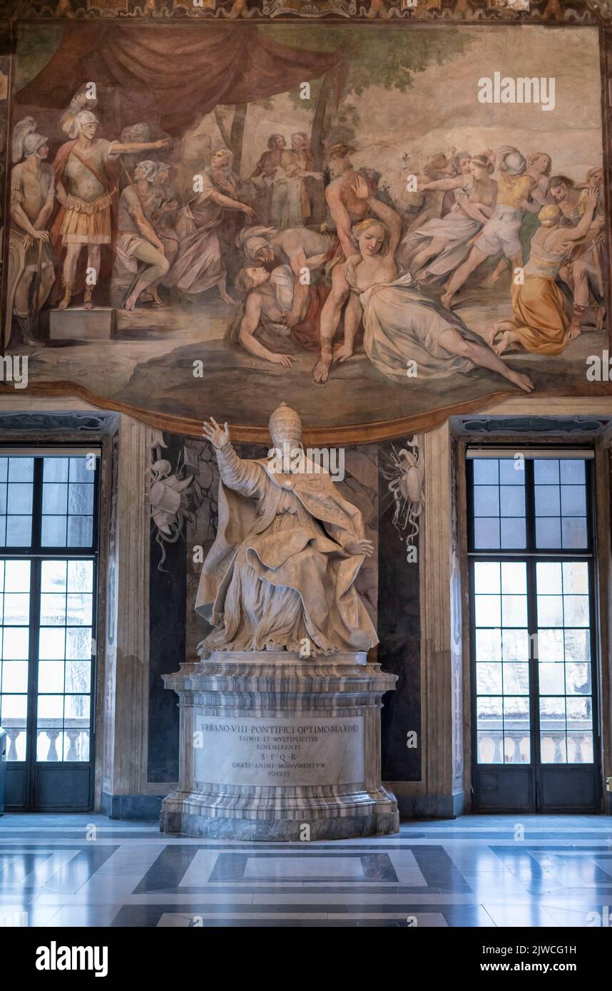 Rome, Italy - September 2022 - Capitoline Museum, in Piazza del Campidoglio, Statue of Pope Urbano VIII by Gian Lorenzo Bernini Stock Photo