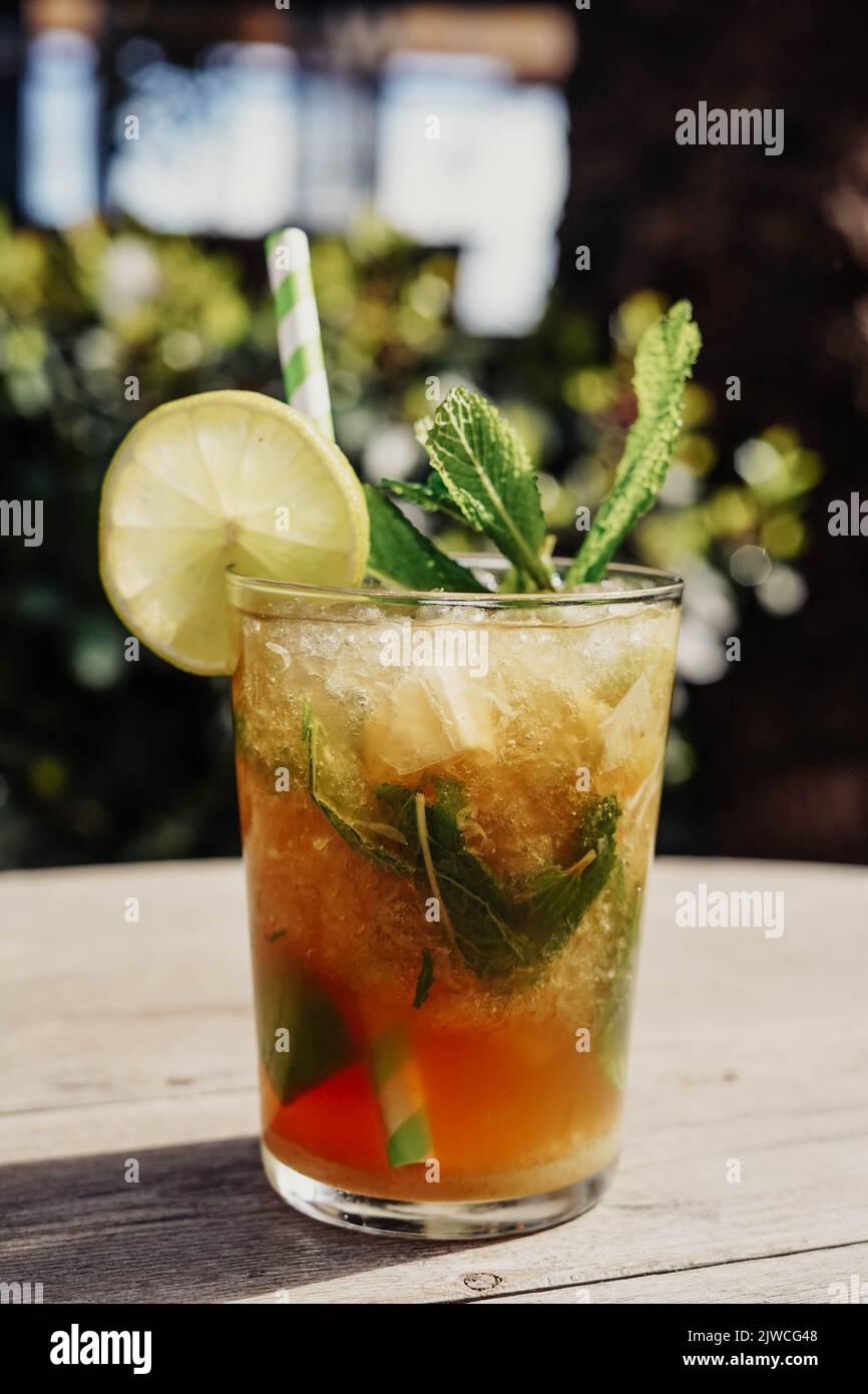 tropical cocktail of alcohol and natural juices Stock Photo Alamy