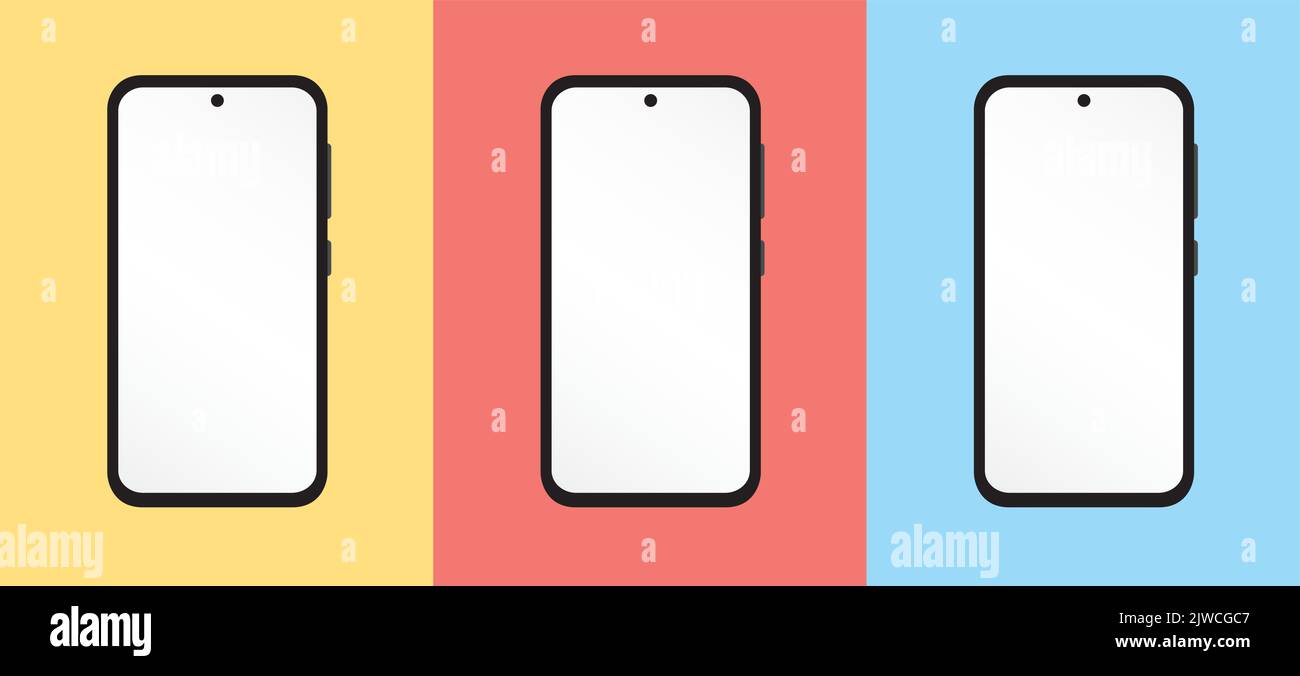 Smartphone Isolated Mockup White Display Presentation Showcase Vector Template Stock Vector
