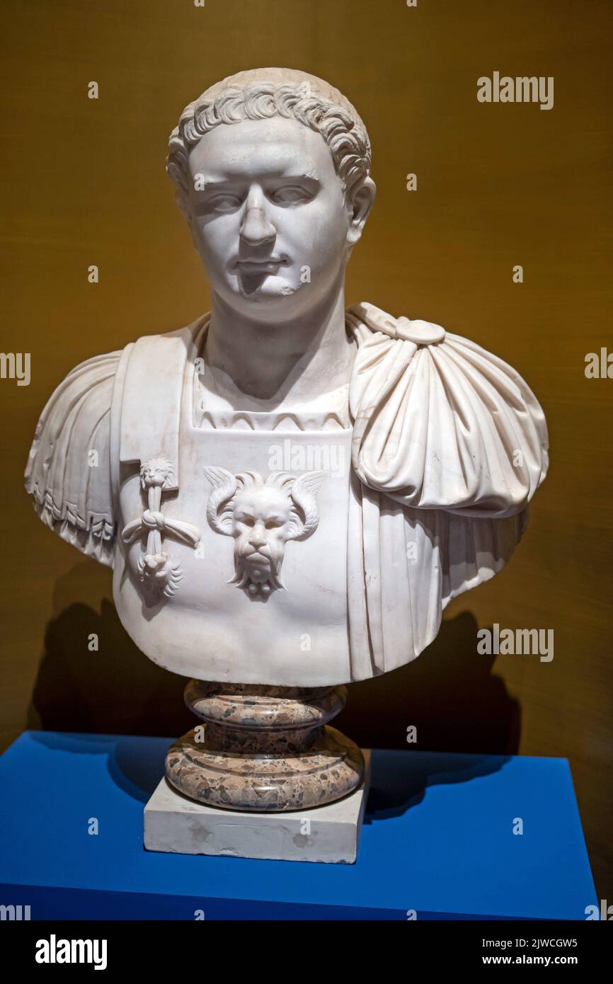 Rome, Italy - Capitoline Museums, Portrait of Domitian in armour Stock Photo