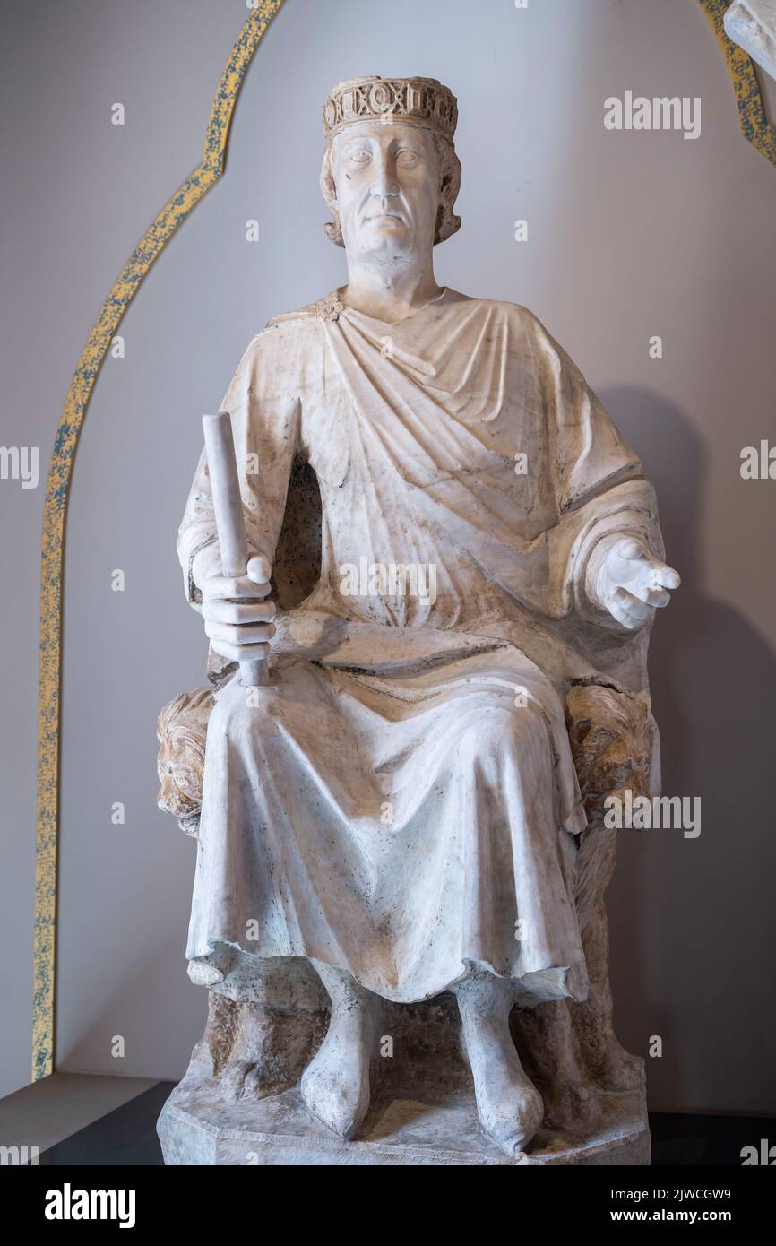 Rome, Italy - Capitoline Museums, Arnolfio di Cambio, Honorary Monumento to Charles I of Anjou, King of Sicily and Senator of Rome, 1300ca Stock Photo