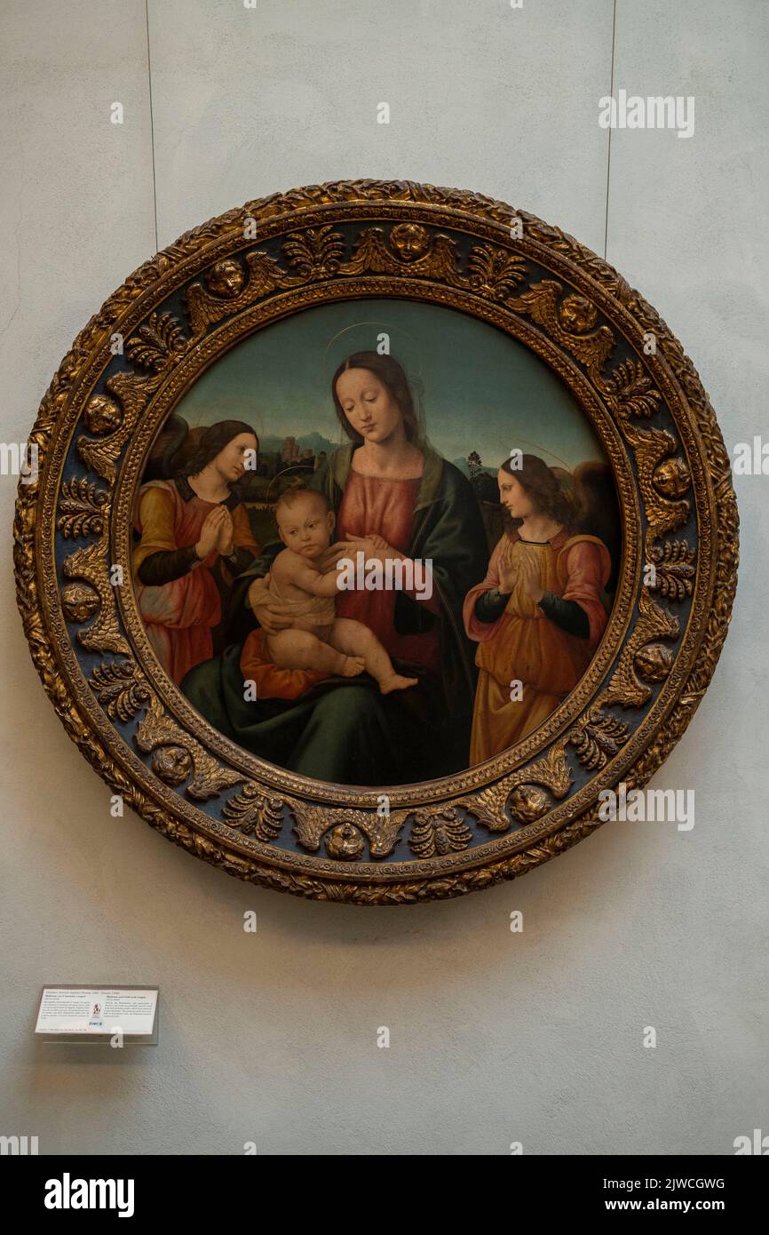 Rome, Italy - Capitoline Museums, Pinacoteca, Mary with Jesus and two Angels Stock Photo