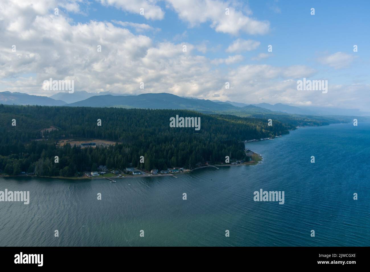 Aerial view of Anna's Bay and Hood Canal in Washington State Stock Photo