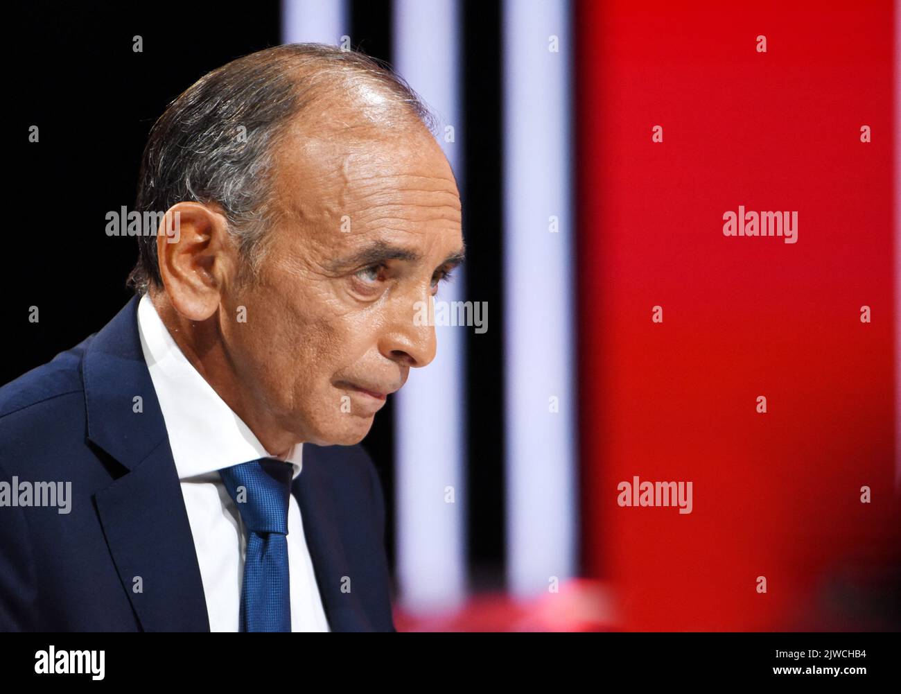 Eric Zemmour is interviewed by Apolline de Malherbe on RMC/BFMTV in