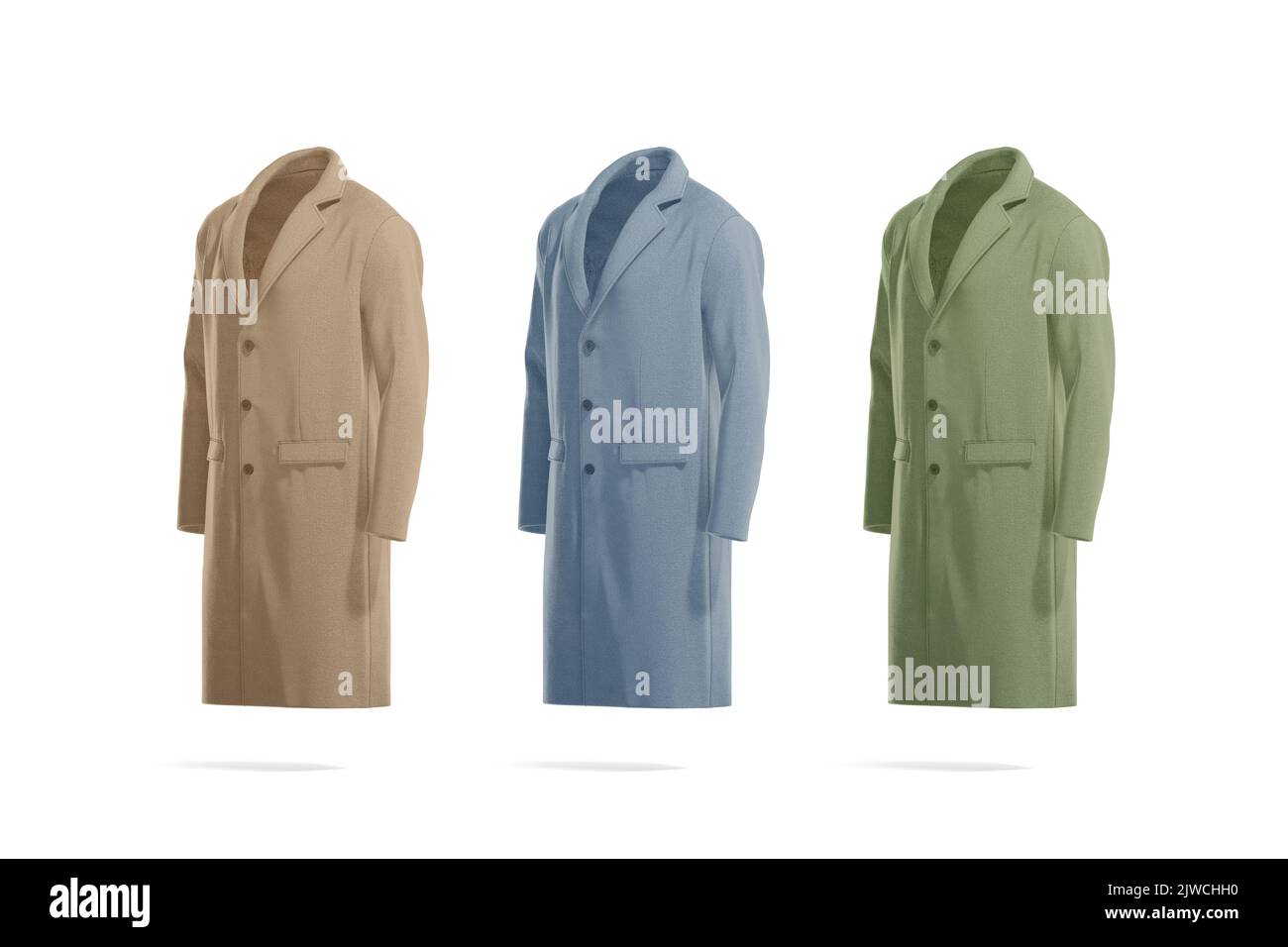 Blank colored wool coat mockup, side view Stock Photo