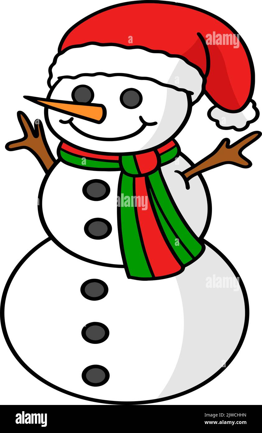 Snowman Cartoon Colored Clipart Illustration Stock Vector