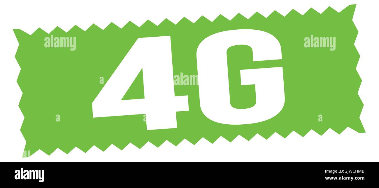 4G text written on green zig-zag stamp sign Stock Photo - Alamy
