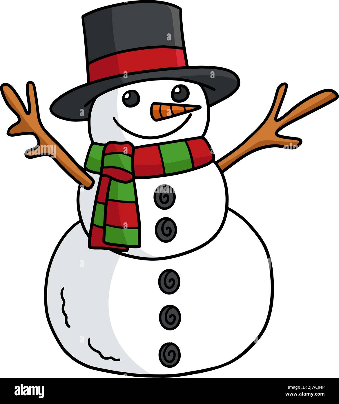 Christmas Snowman Cartoon Colored Clipart Stock Vector