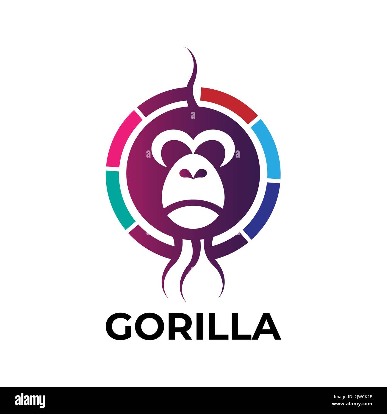 Gorilla head logo. Monkey vector template. Vector illustration for logo, symbol, and icon. Stock Vector