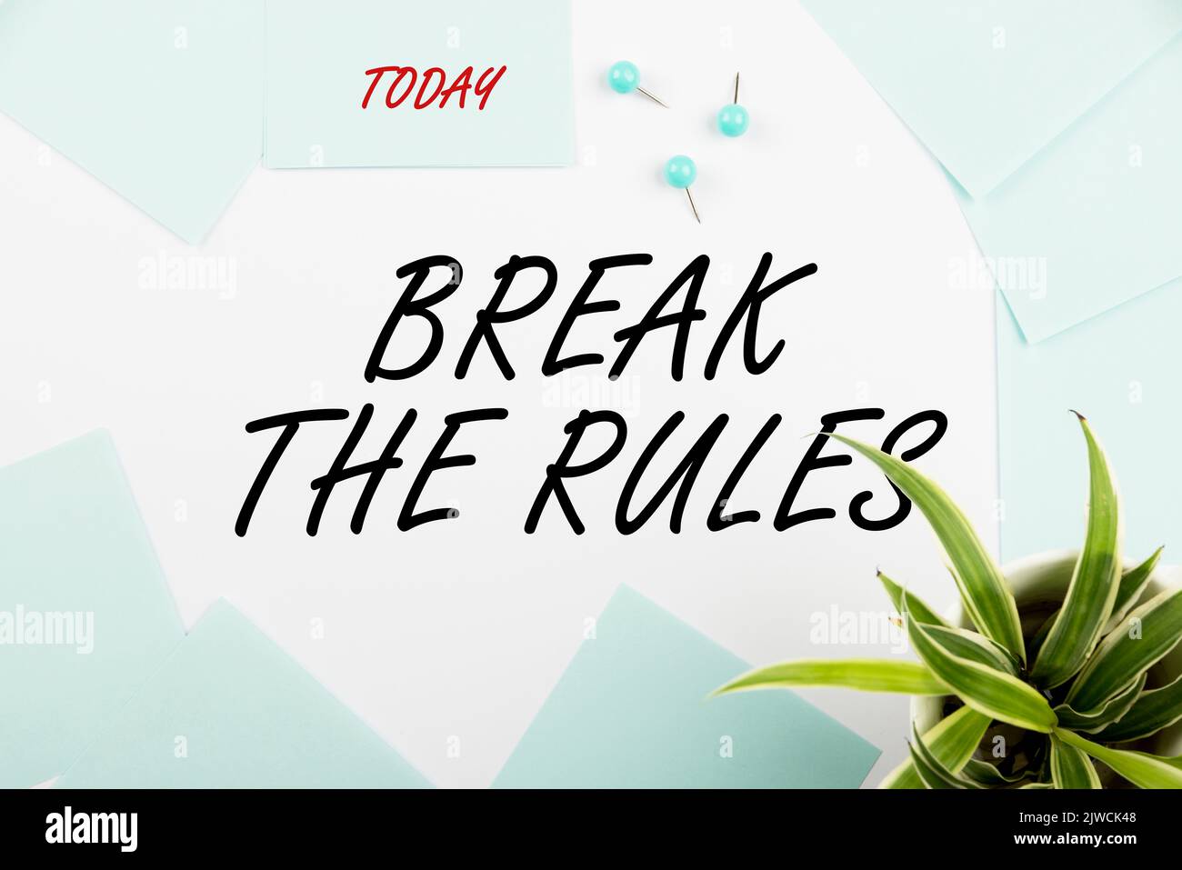 Sign displaying Break The RulesTo do something against formal rules and restrictions. Word Written on To do something against formal rules and Stock Photo