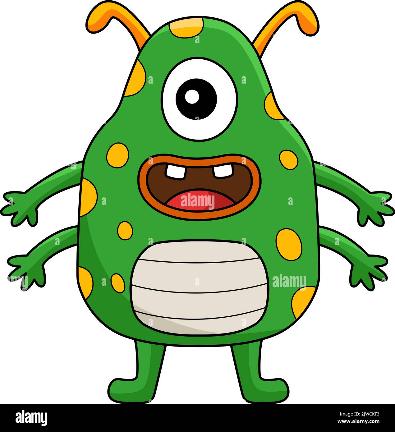 One Eyed Monster Cartoon Colored Clipart  Stock Vector