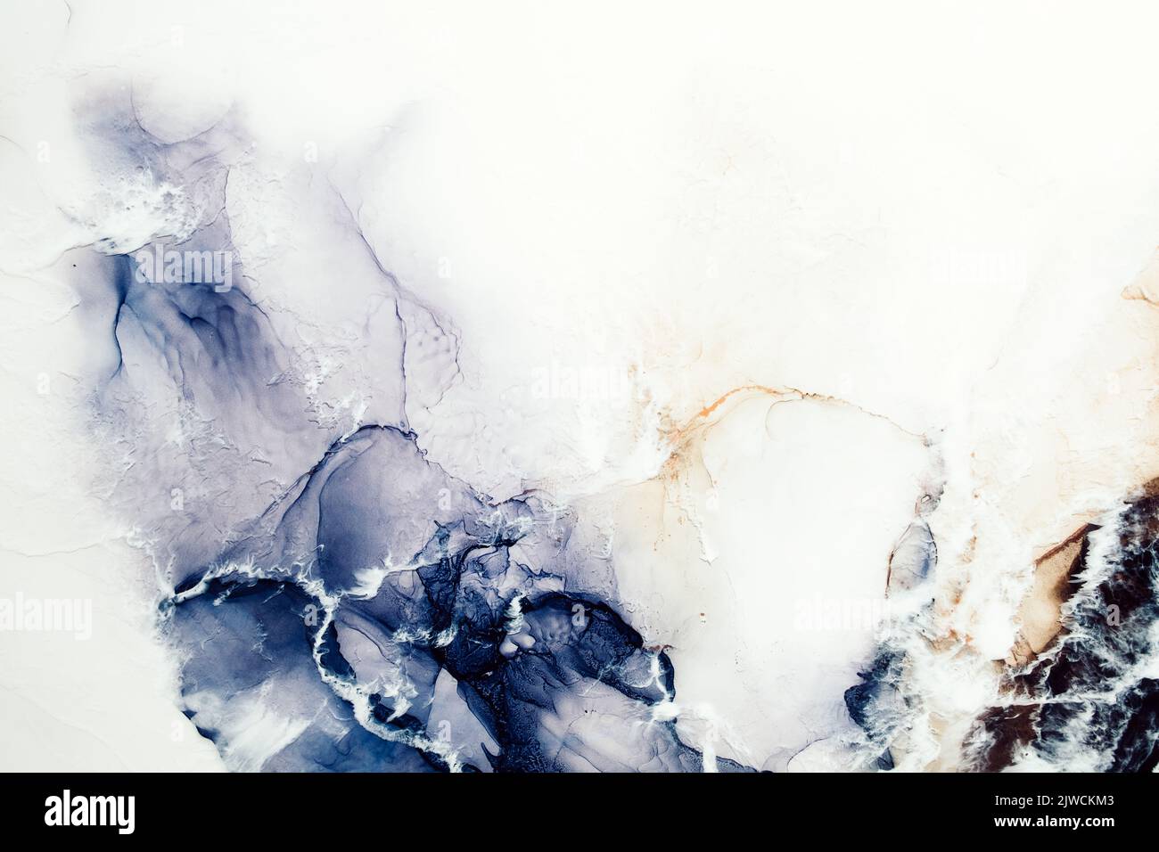 marble background acrylic ink water white blue Stock Photo