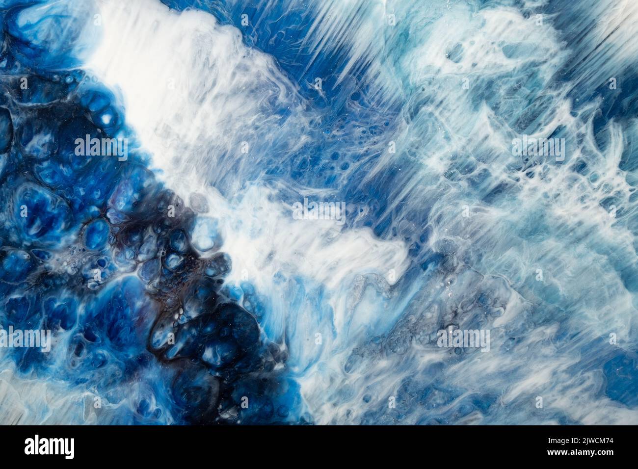 acrylic ink water marble texture blue sea wave Stock Photo Alamy