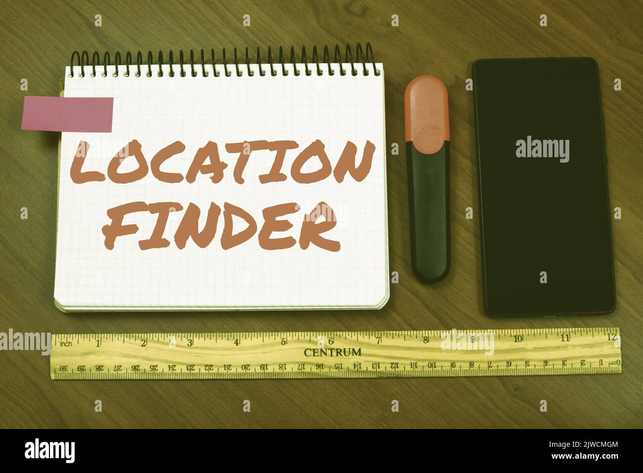 Text caption presenting Location FinderA service featured to find the address of a selected place. Conceptual photo A service featured to find the Stock Photo
