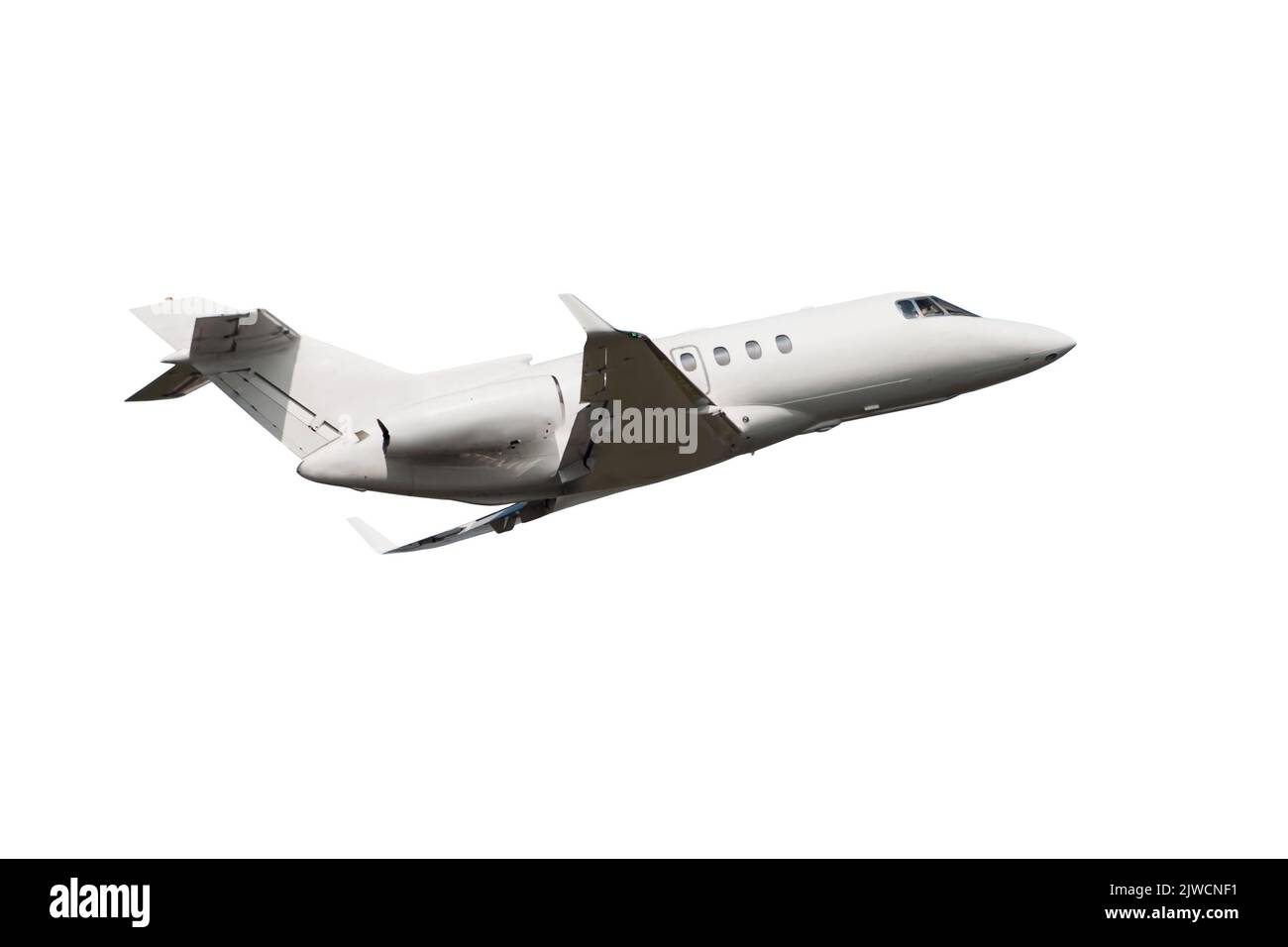 Private jet flies isolated on white background Stock Photo Alamy