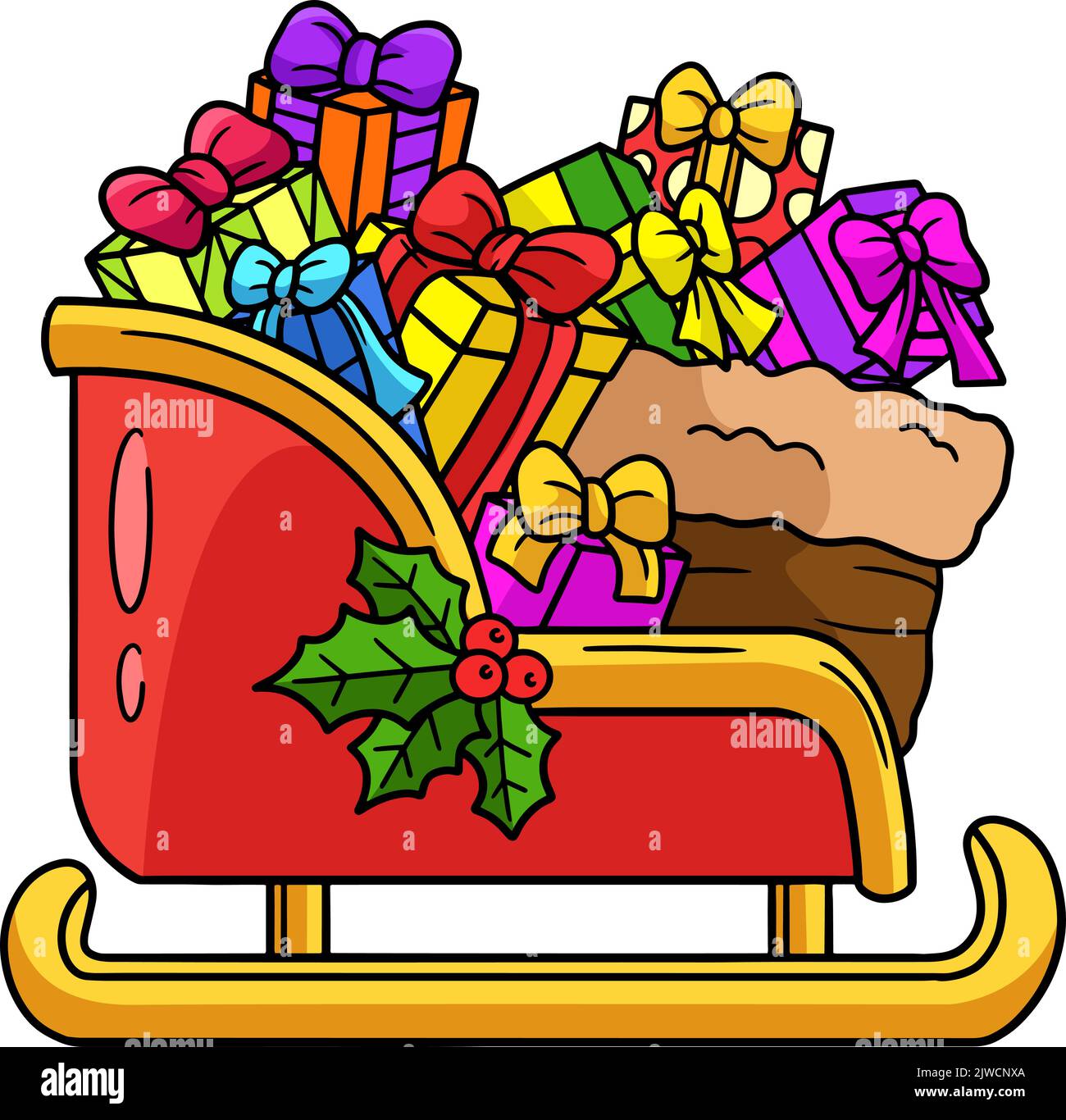 Christmas Sleigh Cartoon Colored Clipart Stock Vector Image &amp; Art - Alamy