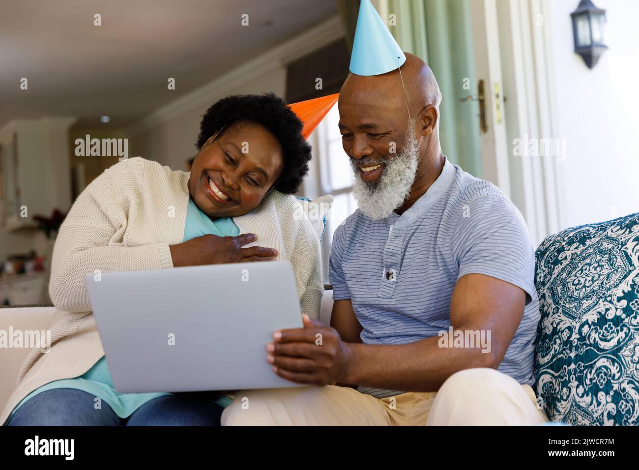 Senior african american couple spending time at home together Stock ...