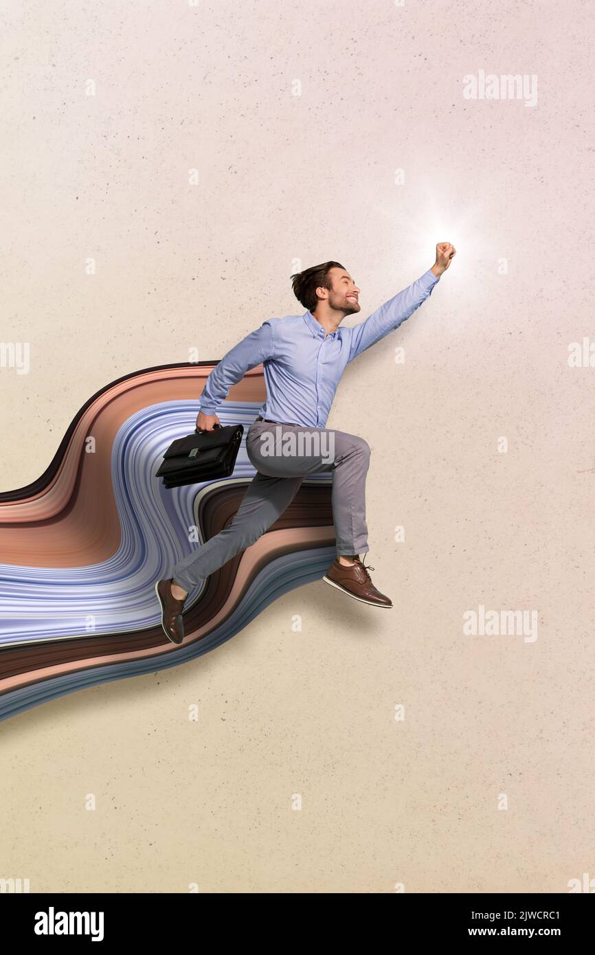 Collage photo of young handsome man wear office costume worker manager