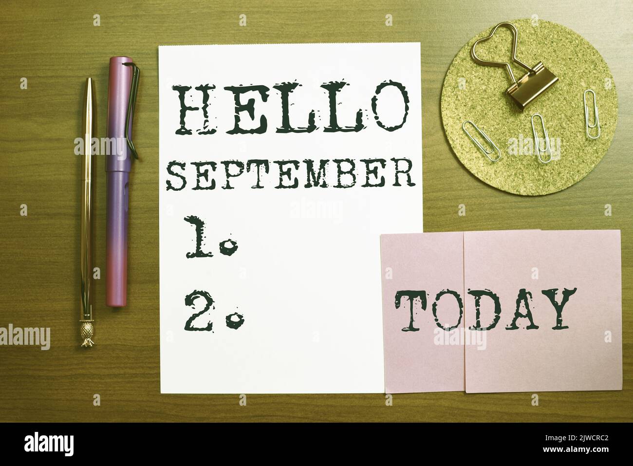 Hand writing sign Hello SeptemberEagerly wanting a warm welcome to the ...