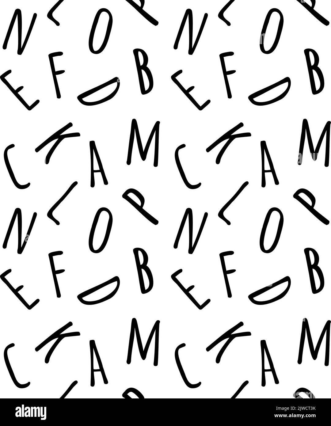 Vector seamless pattern of hand drawn sketch doodle letters isolated on white background Stock Vector