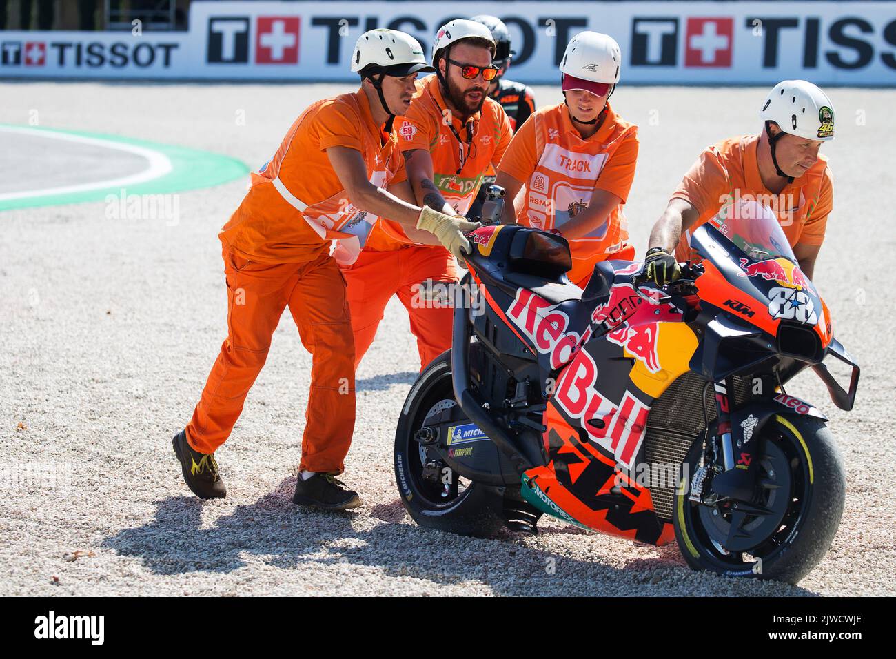 Marshall with Oliveira's motor during the MotoGP World