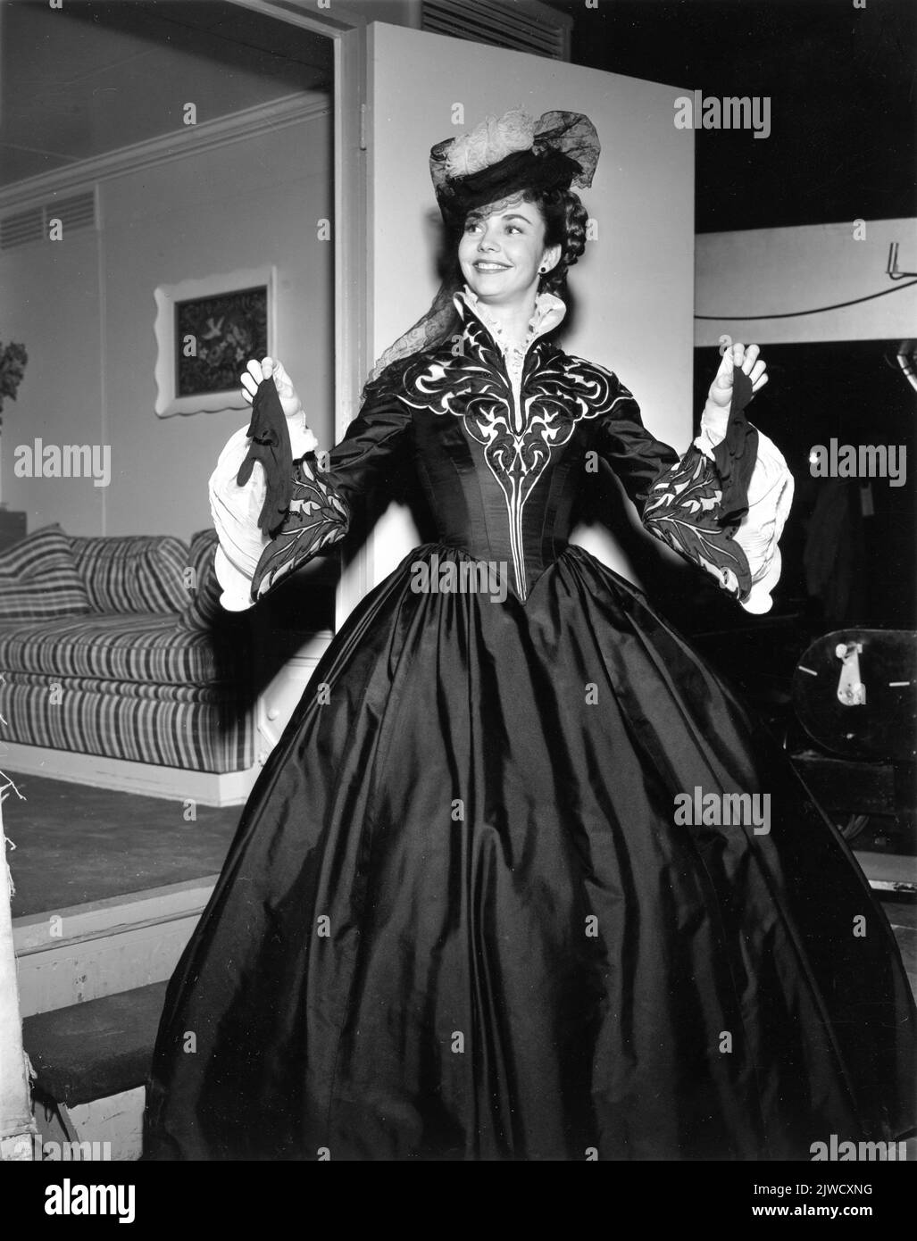 JENNIFER JONES on set candid outside her Dressing Room during filming