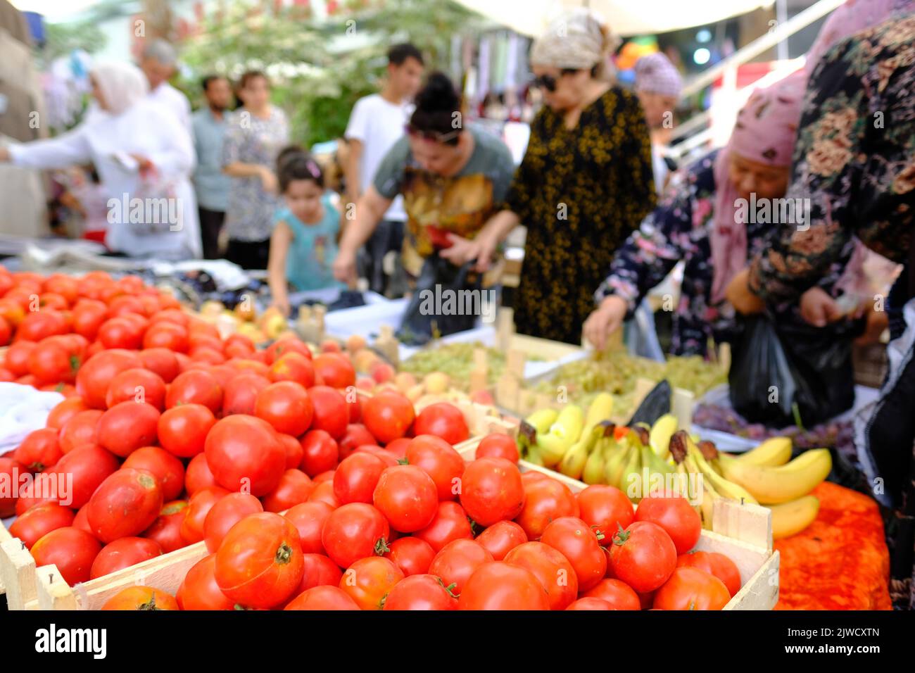 Chorsu Bazaar Tashkent Uzbekistan local people shop for fresh produce
