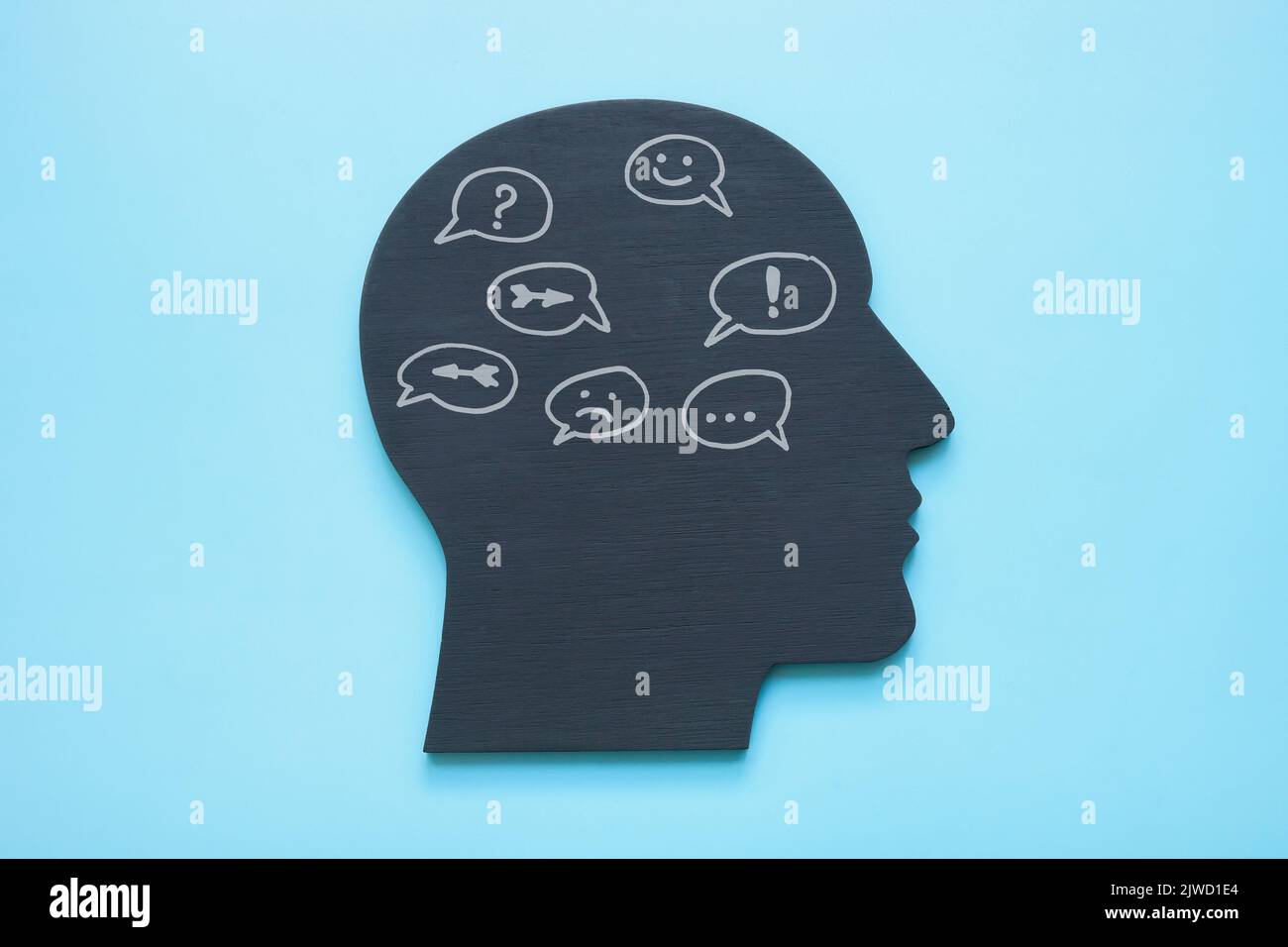Head shape with speech bubbles. Internal family systems IFS therapy concept. Stock Photo