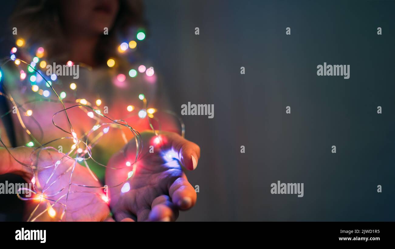 christmas background party decoration bokeh lights Stock Photo