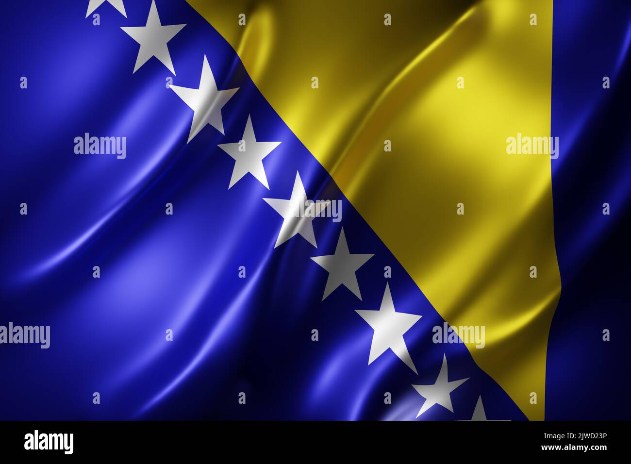 3d rendering of a detail of a silked Bosnia and Herzegovina flag Stock ...