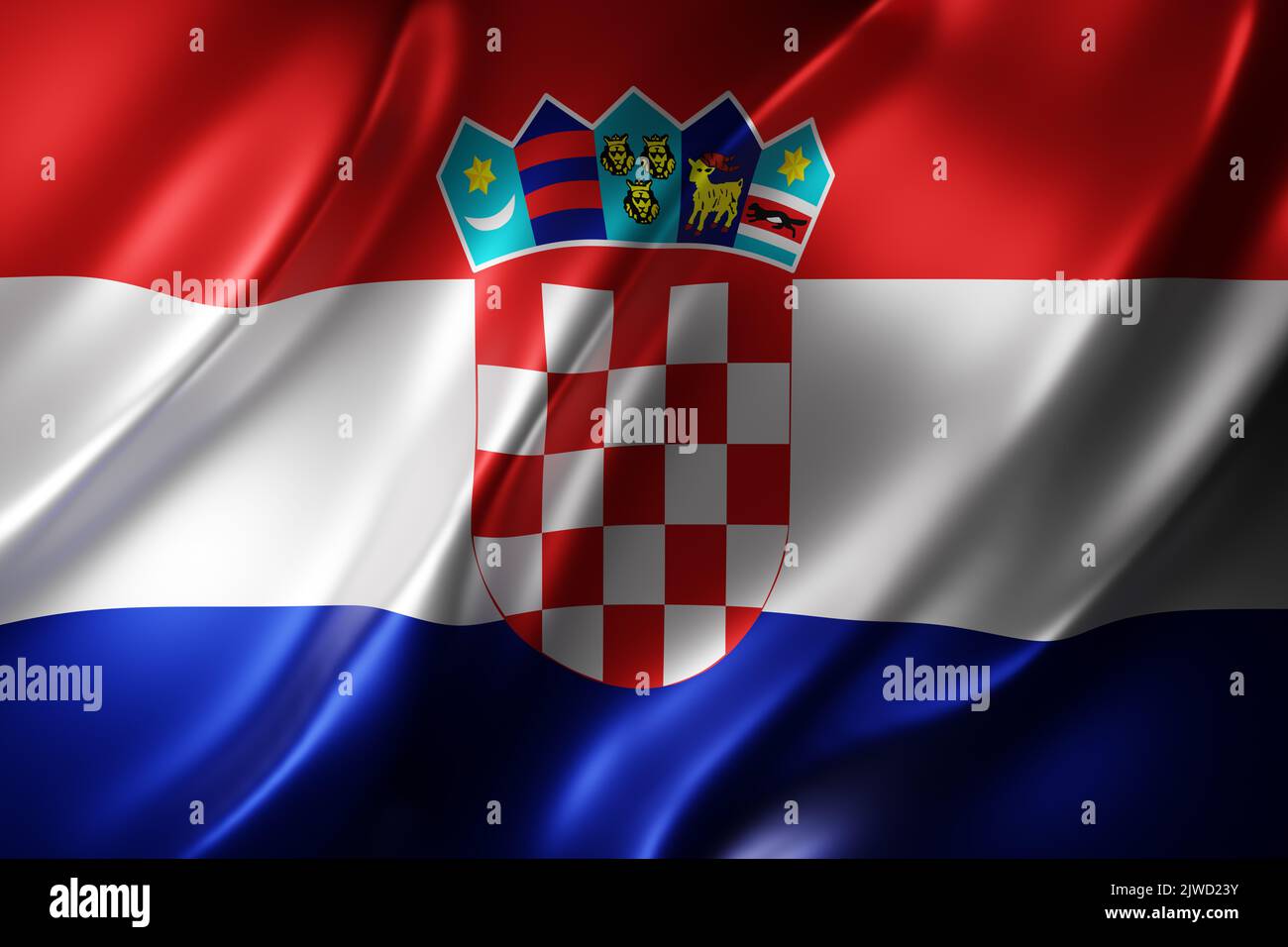 3d rendering of a detail of a silked Croatia flag Stock Photo - Alamy